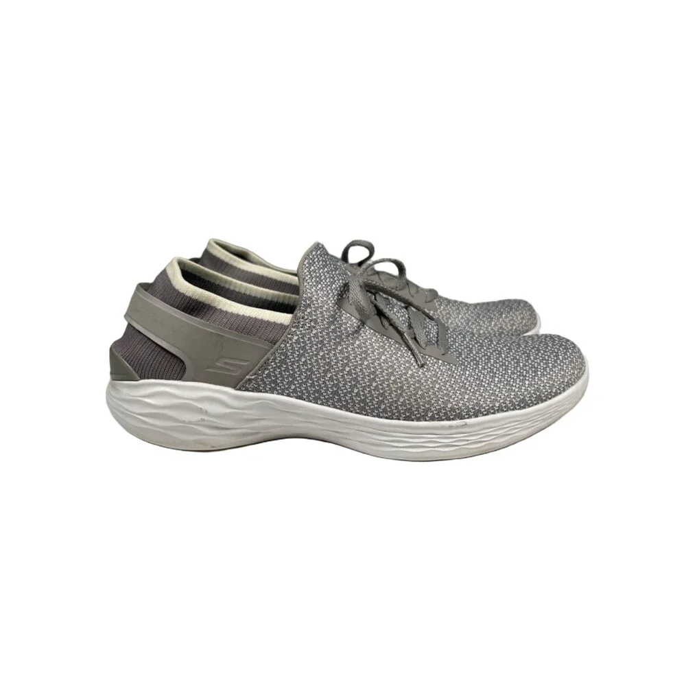 YOU By Skechers Women's Gray Lightweight Slip On Walking Sneakers - 8.5